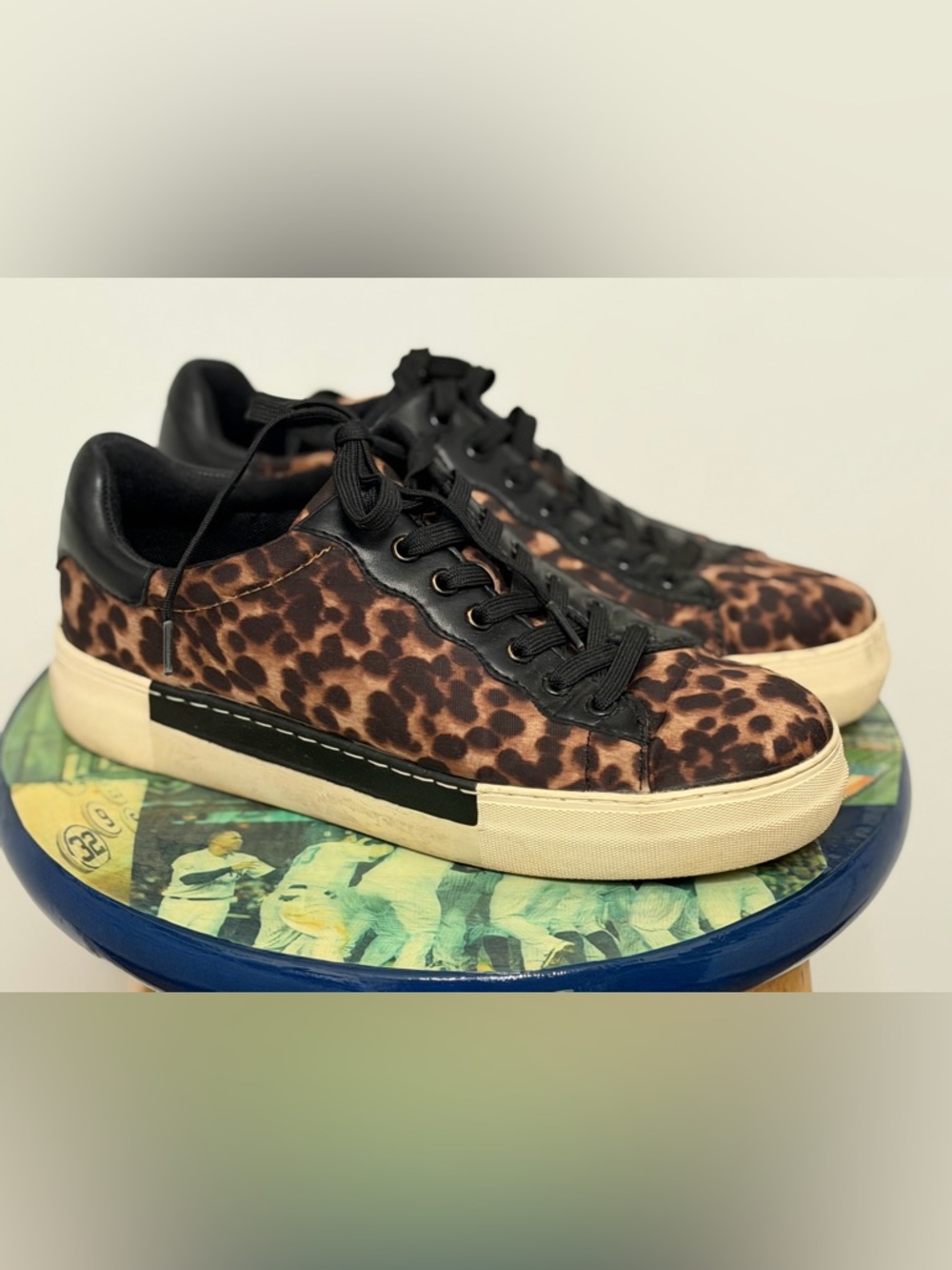 Vince Camuto Leopard-Print Low-Top Sneakers in Brown & Black